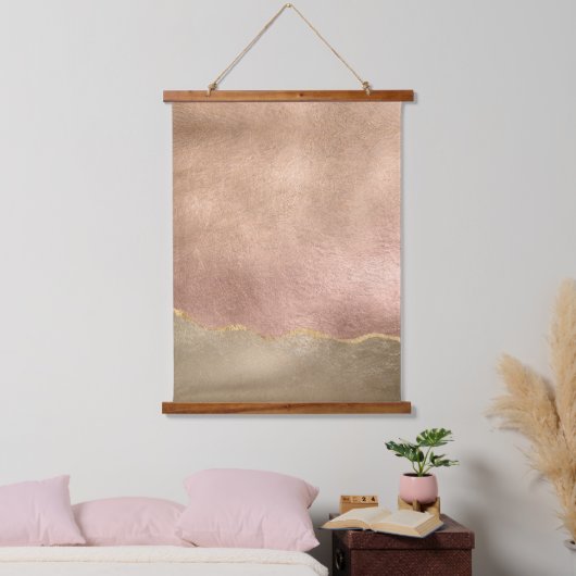 Abstract Roos Gold Iridescent geborsteld metaaleff Hangend Wandkleed (Slaapkamer)