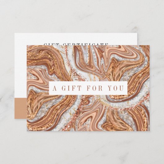 Abstract Roos Gold Marble Gift Certificate (Voorkant / Achterkant)