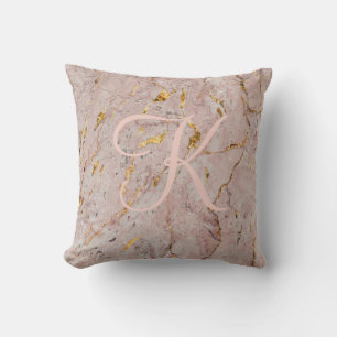 Abstract Roos Gold Marble Monogram Kussen