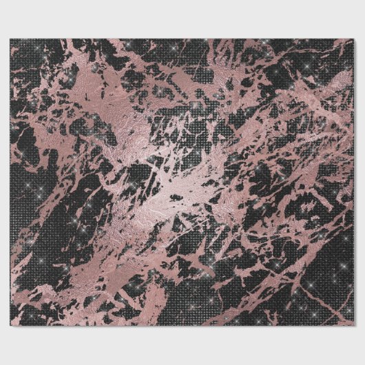 Abstract Roos Gold Marble Spark Urban Black White Cadeaupapier (Vlak)