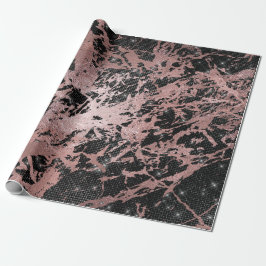 Abstract Roos Gold Marble Spark Urban Black White Cadeaupapier