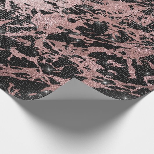 Abstract Roos Gold Marble Spark Urban Black White Cadeaupapier (Hoek)