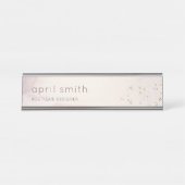 Abstract Roos Gold Paarse Waterverf Glitter Bureau Naambordje (Voorkant)