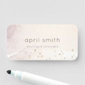 Abstract Roos Gold Paarse Waterverf Glitter Naamplaatje (In situ)