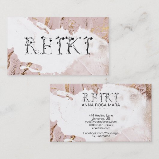 *~* Abstract Roos Gold Paint Strokes REIKI Ivy Visitekaartje (Voorkant / Achterkant)