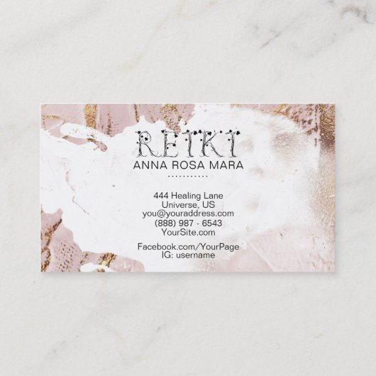*~* Abstract Roos Gold Paint Strokes REIKI Ivy Visitekaartje (Achterkant)