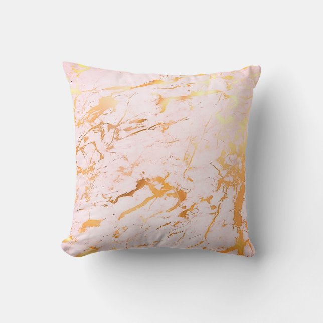 Abstract Roos Gold Pink Marble Pastel Kussen (Voorkant)