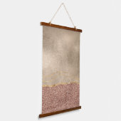 Abstract Roos Goudborsgeborsteld metalen glitter Hangend Wandkleed (Gebogen)