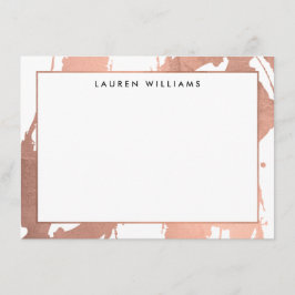 Abstract Roos Gouden Brushstrokes op Witte Nota Ka Notitiekaartje