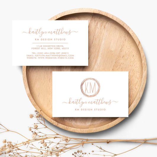 Abstract Roos Gouden Cirkels Monongram Visitekaart Visitekaartje