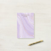 Abstract Roos Gouden Glitter Violet Vloeibaar Marm Post-it® Notes (Op bureau)