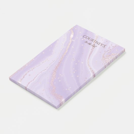 Abstract Roos Gouden Glitter Violet Vloeibaar Marm Post-it® Notes (Schuin)