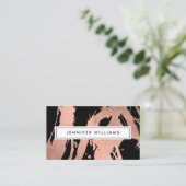 Abstract Roos Gouden penseelstreken op Zwart II Visitekaartje (Staand voorkant)