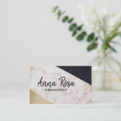 *~* Abstract Roos Goudfolie Geometrisch Blok Visitekaartje (Staand voorkant)