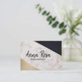 *~* Abstract Roos Goudfolie Geometrisch Kleurblok Visitekaartje (Staand voorkant)