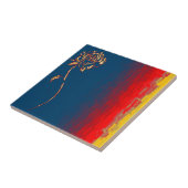 Abstract Roos keramische Tegel Tegeltje (Zijkant)