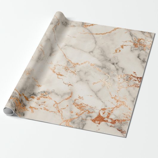 Abstract Roos Koraal Blush Grijze marmer Stone Cadeaupapier (Uitgerold)