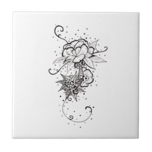 Abstract Roos Lineaart keramische tegels Tegeltje