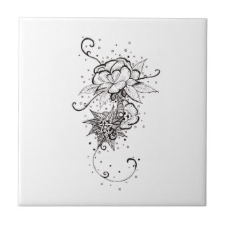 Abstract Roos Lineaart keramische tegels Tegeltje