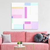 Abstract Roos Pastel Squares Canvas Afdruk (Insitu (Woonkamer))