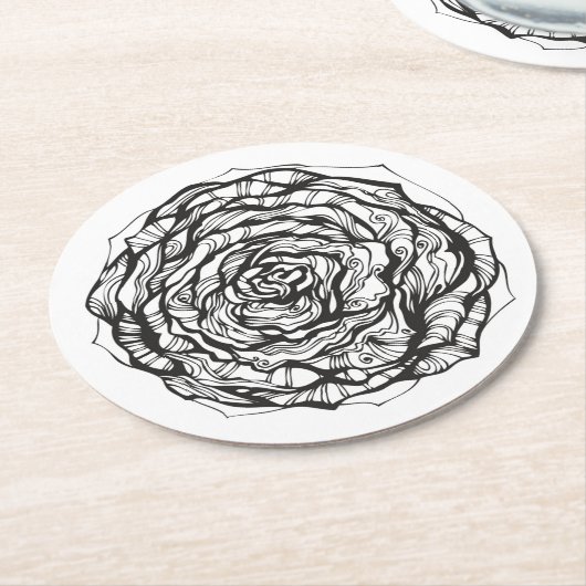 Abstract Roos Ronde Kartonnen Onderzetter (Gebogen)