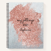 Abstract Roos Roze Splash Silver Glitter Monogram