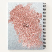 Abstract Roos Roze Splash Silver Glitter Monogram Notitieboek (Achterkant)