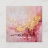 Abstract Roos roze verf goud Vierkante Visitekaartje (Voorkant)