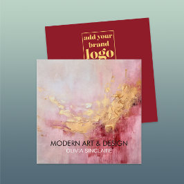 Abstract Roos roze verf goud Vierkante Visitekaartje