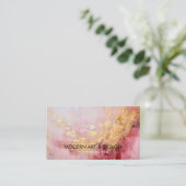 Abstract Roos roze verf goud Visitekaartje (Staand voorkant)