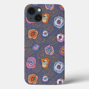 Abstract roos veldpatroon iPhone 13 hoesje