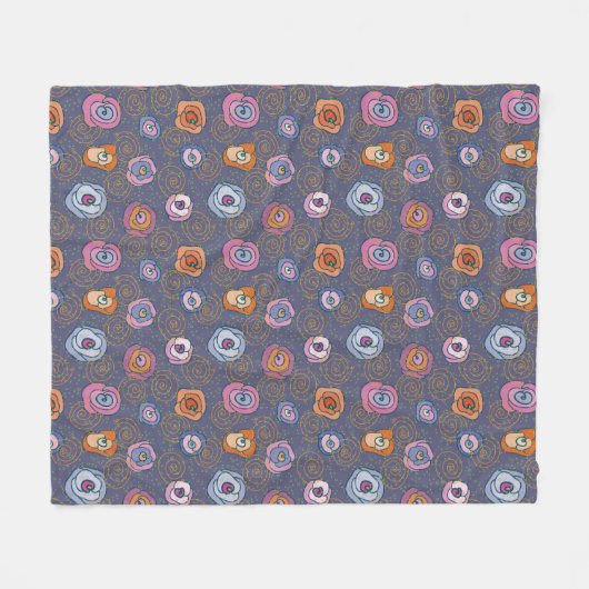 Abstract roos veldpatroon fleece deken (Voorkant (Horizontaal))