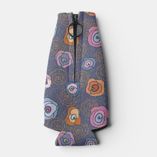 Abstract roos veldpatroon flesjeskoeler (Achterkant)