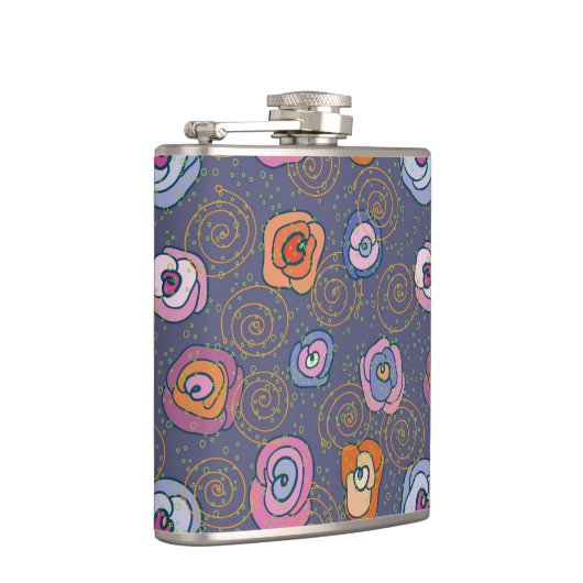 Abstract roos veldpatroon heupfles (Rechts)