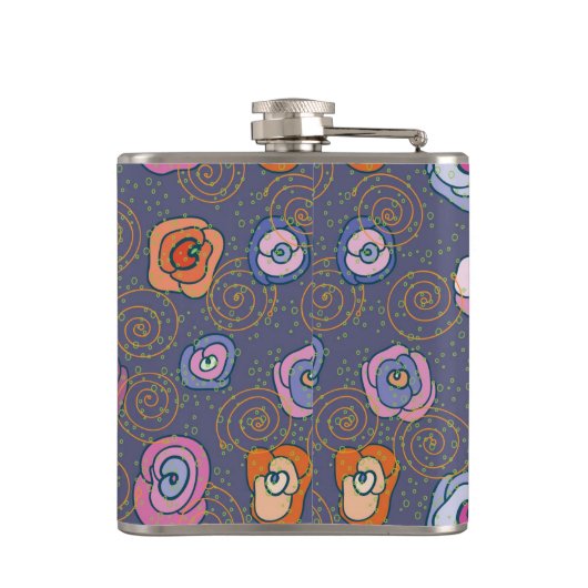 Abstract roos veldpatroon heupfles (Achterkant)