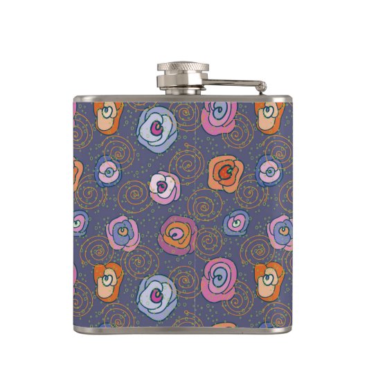 Abstract roos veldpatroon heupfles (Achterkant)