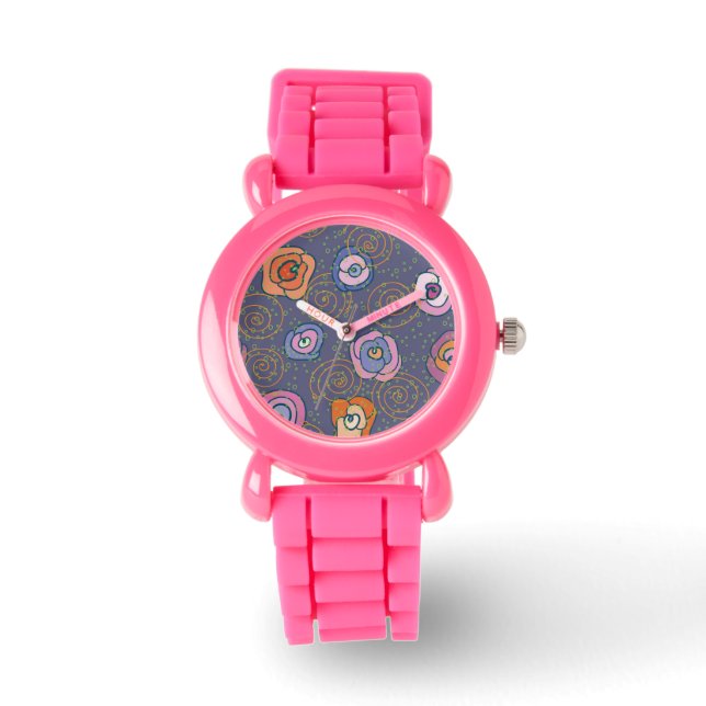 Abstract roos veldpatroon horloge (Voorkant)