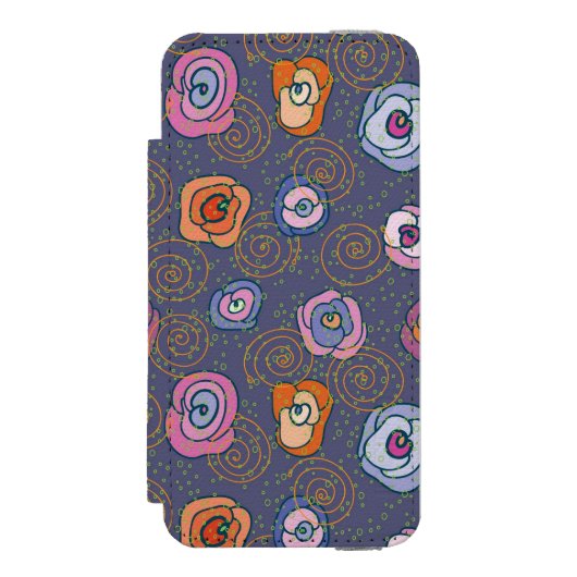 Abstract roos veldpatroon incipio iPhone portemonnee hoesje (Voorkant Agenda)
