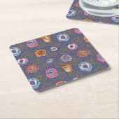 Abstract roos veldpatroon kartonnen onderzetters (Schuin)