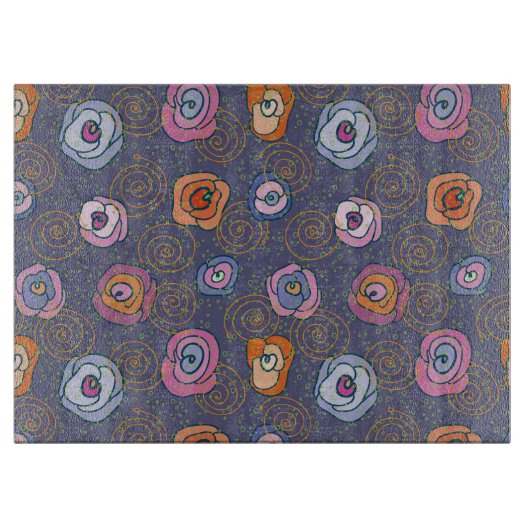 Abstract roos veldpatroon snijplank (Voorkant)