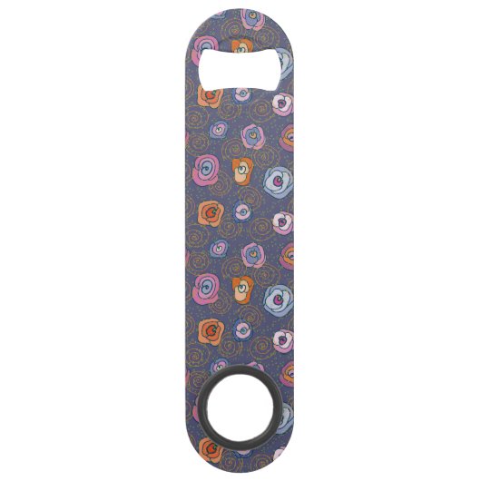 Abstract roos veldpatroon speed flessenopener (Achterkant)