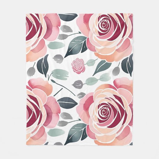Abstract Roses In Pastel Colors Fleece Deken (Voorkant)