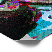 Abstract roses in red and turqoise - print (Hoek)