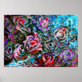 Abstract roses in red and turqoise - print (Voorkant)