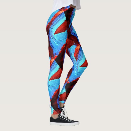 abstract rotsblauw leggings (Rechts)