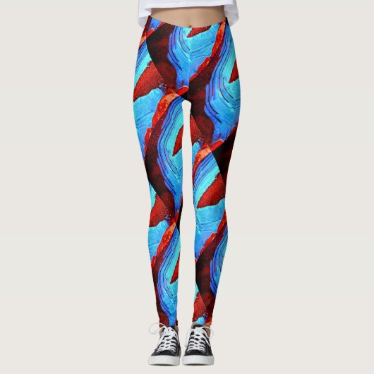 abstract rotsblauw leggings (Voorkant)
