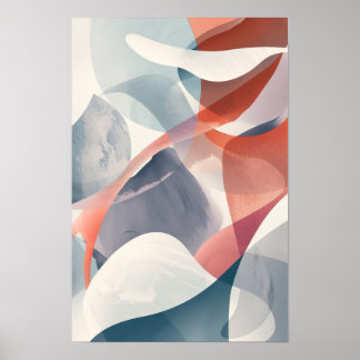 Abstract rotsgrijs en rood modern poster