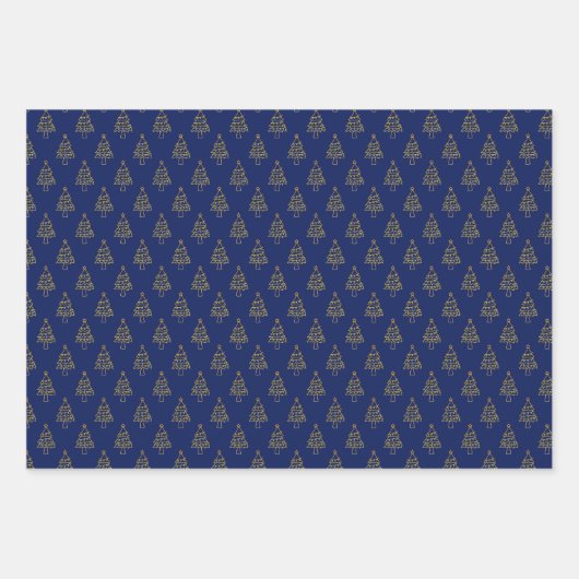 Abstract Royal Blue en Gold Pattern Inpakpapier Vel (Voorkant 3)