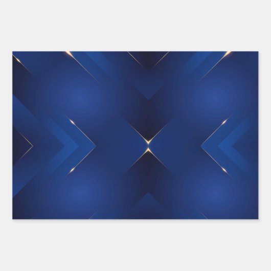 Abstract Royal Blue en Gold Pattern Inpakpapier Vel (Voorkant 2)