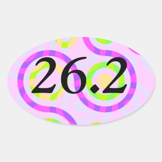 Abstract Roze 26.2 Marathon Ovale Stickers (Voorkant)